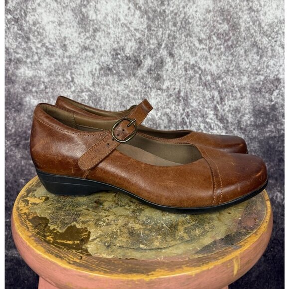 Dansko Womens Mary Jane Shoes 11 EUR 42 Brown Oiled leather Boho Vintage Style - Picture 5 of 14